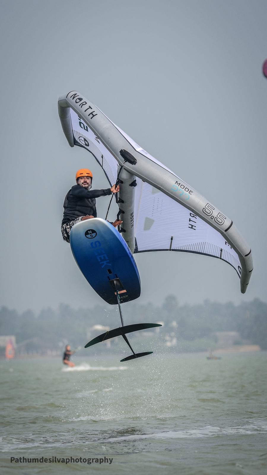 Wing foil rider progressing toward longer flights